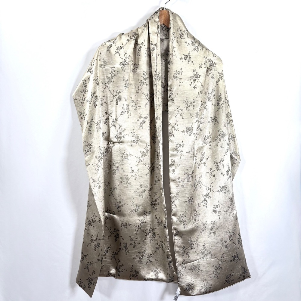 NWT Valerie Stevens Floral Scarf Shawl Wrap Champagne Glold Deadstock Glam Fairy